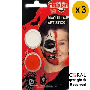 MAQUILLAJE ARTISTICO PINTAFAN BLANCO ROJO MONSTRUOSO 13-809 (4GR SET X 2) x 3